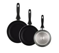 Well Home Lot de 3 poêles Ø16Ø20Ø24 cm en aluminium pressé gris métallisé