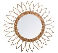 Well Home Miroir en rotin de Soleil avec Design Tranchant à l'extérieur Ø50 cm