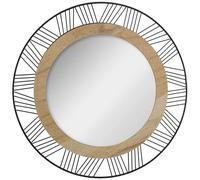 Well Home - Miroir Mural Rond, Bois et Métal, Diamètre 45cm - Élégant et Fonctionnel