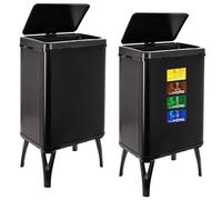 WELL HOME MOBILIARIO & DECORACIÓN 2 poubelles intelligentes de 40 l c/u, hauteur : 71,5 (x 35,5 x 26), noir avec étiquettes magnétiques