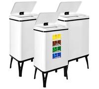 WELL HOME MOBILIARIO & DECORACIÓN 3 poubelles intelligentes de 40 l c/u, hauteur : 71,5 (x 35,5 x 26), blanc avec étiquettes magnétiques