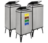 WELL HOME MOBILIARIO & DECORACIÓN 3 poubelles intelligentes de 50 l c/u, hauteur : 83,5 (x 35,5 x 26), gris avec étiquettes magnétiques