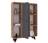 WELL HOME MOBILIARIO & DECORACIÓN Bibliothèque en 100% Panneau de Particules avec revêtement en mélamine, Couleur pin Atlantic Anthracite