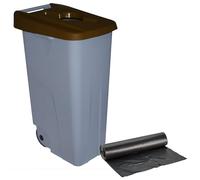 WELL HOME MOBILIARIO & DECORACIÓN Conteneur ouvert 110 L marron H.88 cm + rouleau de 10 sacs poubelle 120 l