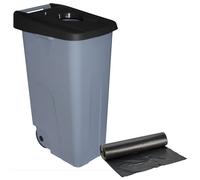 WELL HOME MOBILIARIO & DECORACIÓN Conteneur ouvert 110 L noir H.88 cm + rouleau de 10 sacs poubelle 120 l