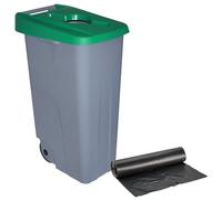 WELL HOME MOBILIARIO & DECORACIÓN Conteneur ouvert 110 L vert H.88 cm + rouleau de 10 sacs poubelle 120 l