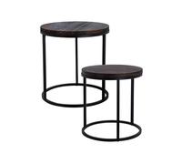 WELL HOME MOBILIARIO & DECORACIÓN Ensemble de 2 Tables Rondes en Fer et Bois de Paulownia