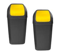 WELL HOME MOBILIARIO & DECORACIÓN Lot de 2 poubelles avec couvercle basculant de 15 l/u, couleur jaune