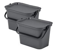 WELL HOME MOBILIARIO & DECORACIÓN Lot de 2 poubelles MODA 5L graphite avec poignée