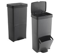WELL HOME MOBILIARIO & DECORACIÓN Poubelle 70L, VERTICALE, 2 compartiments, corbeille à déchets, 76 cm, Gris, x2