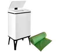 WELL HOME MOBILIARIO & DECORACIÓN Poubelle intelligente de 40 l, hauteur : 71,5 cm (x35,5 x 26), blanche avec rouleau de 30 sacs poubelle adaptés