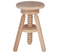 WELL HOME MOBILIARIO & DECORACIÓN Tabouret Rond pivotant en Bois, Finition sans Vernis, 29x29x64 cm