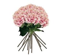WELL HOME MOBILIARIO & DECORACIÓN Wellhome Lot de 12 Bouquets d'hortensias au Toucher Naturel Fleurs de Ø20 cm en Couleur, Rose 88 cm