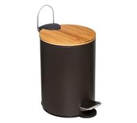 Well Home - Poubelle à pédale 3 l avec couvercle en bambou moderne noir