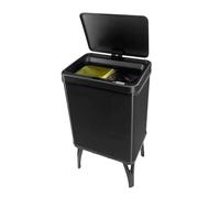 Well Home Poubelle intelligente pour recyclage avec ouverture automatique et contact manuel 15 l + 15 l 35,5 x 26 x 60 cm Noir