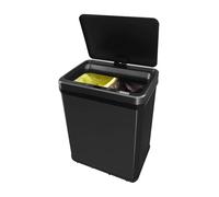 Well Home Poubelle intelligente sans pieds pour recyclage avec ouverture automatique et contact manuel 15 l + 15 l 35,5 x 26 x 60 cm Noir
