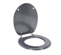Well Home Siège de toilette MDF avec couvercle et charnières en acier inoxydable Argenté 37,5 x 5,5 x 45 cm