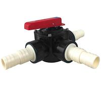 well2wellness® Vanne cylindrique 3 voies en PVC 50 mm + 3 embouts de tuyau nervurés 32-38 mm