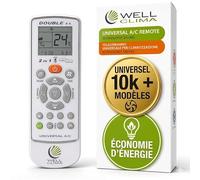 Wellclima Double E.S - Télécommande Universelle pour Climatiseur et Air Conditionné Compatible avec 500+ Marques, Limite de Température, Support Wellclima, Emballage Écologique
