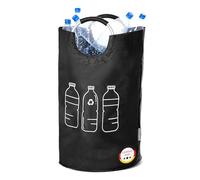 WELLENBORG® Récipient de collecte de bouteilles de consigne pliable noir - Collecteur de bouteilles étanche - Grand panier - Verre vieilli - Rangement de bouteilles vides