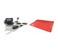 Weller Professional WE 1010 Station de Soudage Numérique à 1 Canal, 70W/230V, Plage de Température 100°C-450°C, Bleu & WLACCWSM1-02 Tapis Poste De Travail A Souder En Silicone De Grand Taille En Rouge