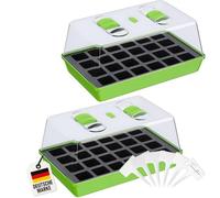 WELLGRO Bac de Culture - Serre d'intérieur avec Couvercle ventilé et Panneaux de Plantation - 1, 2 ou 4 pièces - Quantité 2 pièce, Plastique - 38 x 24 x 19 cm