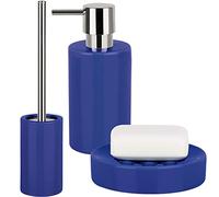 WellHome Ensemble de Salle de Bain, Bleu foncé, 7,0 x 7,0 x 16,0/11,0 x 11,0 x 2,6/10,5 x 10,5 x 42,0