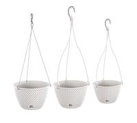 Wellhome Prosperplast Lot de 3 Pots de Fleurs Ronds Suspendus en Plastique Blanc