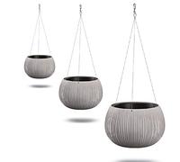 WELLHOME WS Prosperplast Lot de 3 Pots de Fleurs en Plastique avec réservoir Couleur Ciment