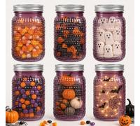 WELLIFE Mason Jars Lot de 6 bocaux Mason à large ouverture pour marinage, conserve, décoration, fermentation et stockage des aliments, 946 ml