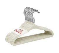 Wellong Cintres en Velours pour bébés 28cm antidérapant et Peu encombrant | Lot de 16 cintres Crème pour enfants, avec rainures au niveau des épaules et crochets pivotants à 360°