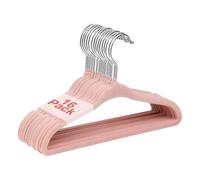 Wellong Cintres Velours 16 Pièces pour Enfants de 28cm, Cintres Antidérapants pour Bébés et Enfants en Bas Âge, Rose