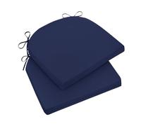 Wellsin Lot de 2 coussins de chaise d'extérieur et d'extérieur - Coussins de chaise de patio - Coussins de siège d'angle ronds imperméables pour extérieur 43,2 x 40,6 x 5,1 cm, bleu marine