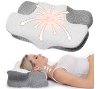 WellSync Oreiller Ergonomique Cervical Mémoire de Forme Oreiller Orthopédique Coussin Cervicales Douloureuses pour Dormeurs Latéraux Dorsaux et Ventraux Blanc Gris