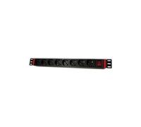 Welly Enjoy WY40050 Multiprise électrique pour rack 19 avec 8 prises Italienne 10/16A et Schuko, prise Italienne 16A, cble de 2 m, couleur noire,