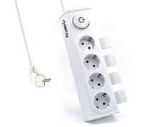 Welly EnjoyIT WY13160 - Multiprise - 4 Prises et 1 Prise Schuko 16A - Système Booster Switch - Interrupteur à LED - Avec 4 Pieds en Gomme et 2 Orifices pour Ie Fixer au Mur