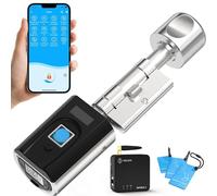 WELOCK SECBN51WiFiBox3 Serrure Connectée WiFi,Serrure Biometrique,Carte,APP | serrure empreinte digitale,Cylindre Connecté porte entree 30/30 pour 30-70mm porte,Smart Lock Facile à Installer