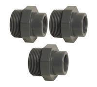 WeltenMarkt PVC-U Nipple de réduction 3/4" x 1/2" Filetage extérieur x filetage intérieur - Raccord fileté haute pression 10 bar Gris - Résistant aux produits chimiques, sans corrosion, conduit d'eau