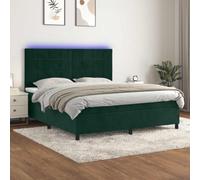 Welurowy Z Regulowanym Wezgłowiem Tapicerowany 180x200cm Zielony | Sommier lit matelas LED vert foncé 180x200 cm velours réglable tête de lit