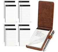 WEMATE 10 pièces Cuir PU Carnet de Poche,Bloc Note,8 Mini Bloc Notes de Poche avec recharges et stylo à bille en métal pour,Petit Carnet de Notes de Poche,pour bureau, école Marron