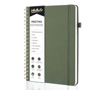 WEMATE Carnet de réunion B5 (17,8 x 25,4 cm) - Carnet de planification en cuir synthétique avec agenda, articles d'action et notes - 200 pages pour hommes et femmes, personnel et étudiants