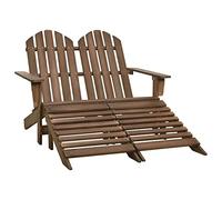 WEMYUFURN Adirondack Banc de jardin 2 places en bois de sapin Marron | Bois massif, design ergonomique, repose-pieds amovibles, résistant aux intempéries, charge jusqu'à 110 kg par siège