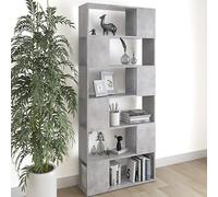 WEMYUFURN Bibliothèque séparateur de pièce, gris béton, 80 x 24 x 186 cm, en matériau dérivé du bois avec 6 compartiments spacieux comme paravent pour espace de rangement, organisation