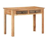 WEMYUFURN Bureau fait à la main 110 x 50 x 75 cm en bois massif vieilli avec deux tiroirs, cadre en bois d'acacia, style vintage, également utilisable comme table console ou table d'appoint.