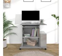 WEMYUFURN Bureau gris sonoma 80 x 50 x 75 cm en bois avec tiroir de clavier extensible, support pour processeur et quatre roulettes pour une utilisation flexible