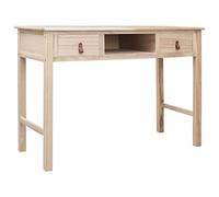 WEMYUFURN Bureau vintage en bois avec 2 tiroirs et compartiment ouvert, 110 x 45 x 76 cm, en bois de paulownia et peuplier, utilisable comme table console, bureau d'ordinateur ou table d'appoint