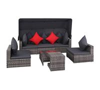 WEMYUFURN Ensemble salon de jardin 7 pièces avec coussins en polyrotin gris, ensemble de sièges d'extérieur, salon de terrasse, salon de jardin, salon de jardin - résistant aux intempéries