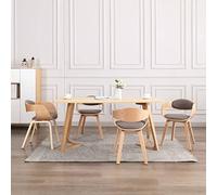 WEMYUFURN Lot de 4 chaises de salle à manger - En bois de buyer et housse en tissu taupe - Meubles ergonomiques avec cadre stable - Grand confort pour salle à manger et salon