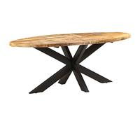 WEMYUFURN Table à manger, ovale, 200 x 100 x 75 cm, en bois de manguier rugueux, table pour repas, table de cuisine, table de salle à manger et cuisine