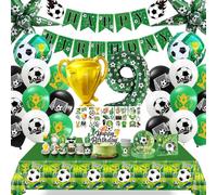 WENAUANG 102 Pièces Decoration Anniversaire Vaisselle Foot 6/7/8/9/10, Kit Anniversaire Football, Ballon, Assiette Nappe avec Bannière Happy Birthday